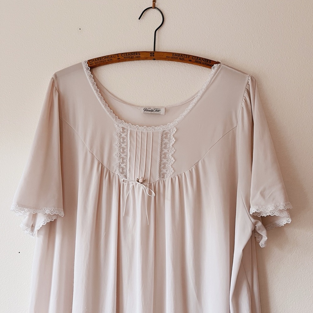 Vintage‎ Vanity Fair long short sleeve nightgown bow XL